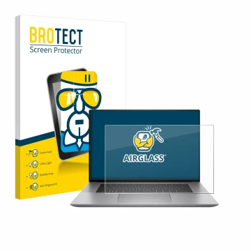 Parte frontale di una confezione del prodotto con il logo del marchio BROTECT. Accanto è raffigurato il dispositivo HP Zbook S