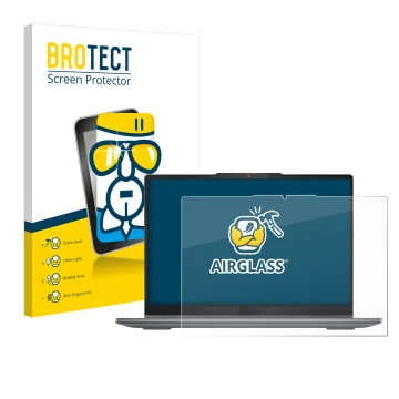 Parte frontale di una confezione del prodotto con il logo del marchio BROTECT. Accanto è raffigurato il dispositivo Lenovo Ide