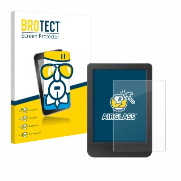 Parte frontale di una confezione del prodotto con il logo del marchio BROTECT. Accanto è raffigurato il dispositivo Kobo Clara