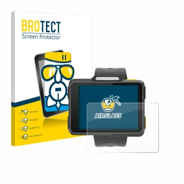 Parte frontale di una confezione del prodotto con il logo del marchio BROTECT. Accanto è raffigurato il dispositivo Newland WD