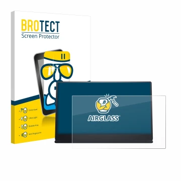 Parte frontale di una confezione del prodotto con il logo del marchio BROTECT. Accanto è raffigurato il dispositivo Dell P1424