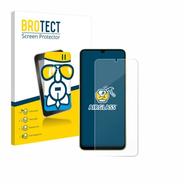 Parte frontale di una confezione del prodotto con il logo del marchio BROTECT. Accanto è raffigurato il dispositivo Samsung Ga