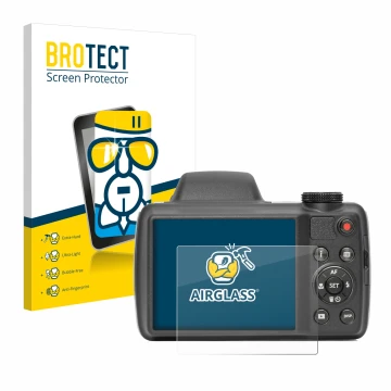 Parte frontale di una confezione del prodotto con il logo del marchio BROTECT. Accanto è raffigurato il dispositivo Kodak Pixp