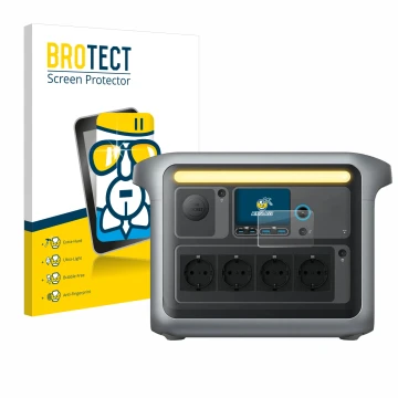 Parte frontale di una confezione del prodotto con il logo del marchio BROTECT. Accanto è raffigurato il dispositivo Anker SOLI