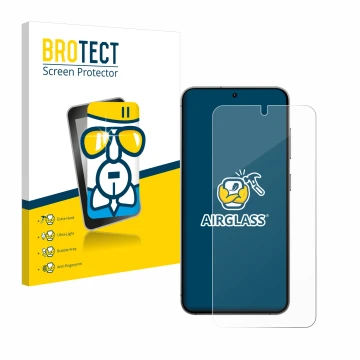 Parte frontale di una confezione del prodotto con il logo del marchio BROTECT. Accanto è raffigurato il dispositivo Samsung Ga