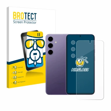 Parte frontale di una confezione del prodotto con il logo del marchio BROTECT. Accanto è raffigurato il dispositivo Samsung Ga