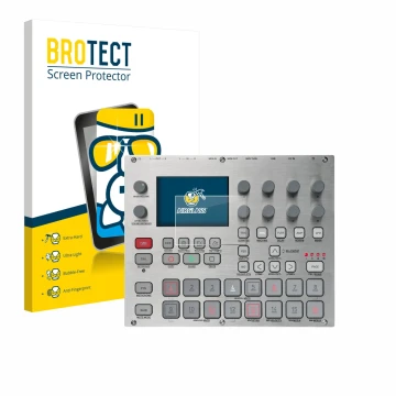 Parte frontale di una confezione del prodotto con il logo del marchio BROTECT. Accanto è raffigurato il dispositivo Elektron S