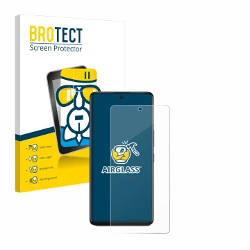 Parte frontale di una confezione del prodotto con il logo del marchio BROTECT. Accanto è raffigurato il dispositivo Infinix GT