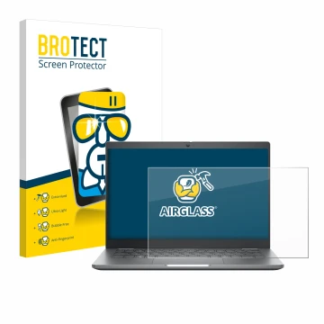 Parte frontale di una confezione del prodotto con il logo del marchio BROTECT. Accanto è raffigurato il dispositivo Dell Latit