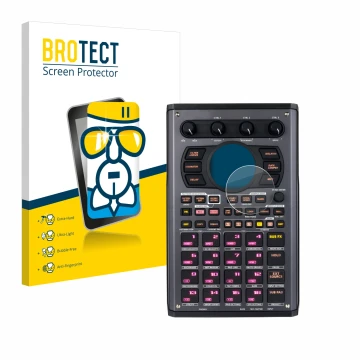 Parte frontale di una confezione del prodotto con il logo del marchio BROTECT. Accanto è raffigurato il dispositivo Roland SP-