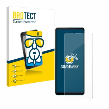 Parte frontale di una confezione del prodotto con il logo del marchio BROTECT. Accanto è raffigurato il dispositivo Sony Xperi