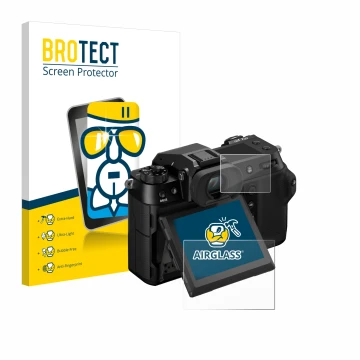 Parte frontale di una confezione del prodotto con il logo del marchio BROTECT. Accanto è raffigurato il dispositivo Fujifilm G