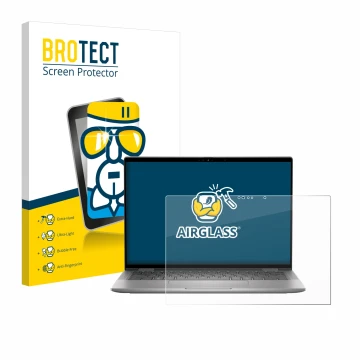 Parte frontale di una confezione del prodotto con il logo del marchio BROTECT. Accanto è raffigurato il dispositivo Dell Latit