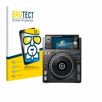Parte frontale di una confezione del prodotto con il logo del marchio BROTECT. Accanto è raffigurato il dispositivo Pioneer XD