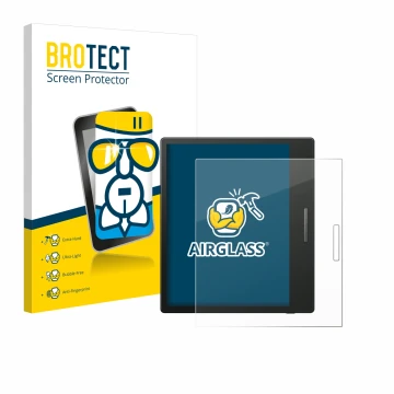 Parte frontale di una confezione del prodotto con il logo del marchio BROTECT. Accanto è raffigurato il dispositivo Boox Go Co