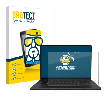 Parte frontale di una confezione del prodotto con il logo del marchio BROTECT. Accanto è raffigurato il dispositivo ASUS ProAr