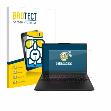 Parte frontale di una confezione del prodotto con il logo del marchio BROTECT. Accanto è raffigurato il dispositivo Lenovo Thi