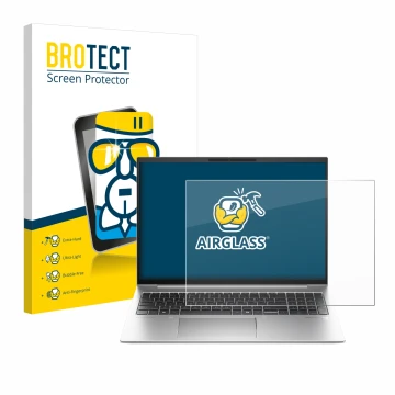 Parte frontale di una confezione del prodotto con il logo del marchio BROTECT. Accanto è raffigurato il dispositivo HP EliteBo