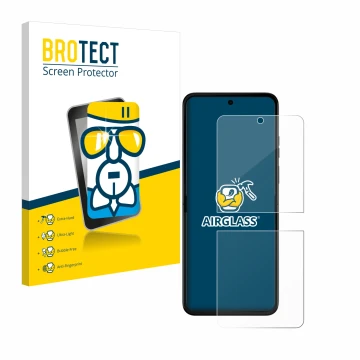 Parte frontale di una confezione del prodotto con il logo del marchio BROTECT. Accanto è raffigurato il dispositivo Motorola R