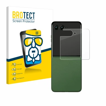 Parte frontale di una confezione del prodotto con il logo del marchio BROTECT. Accanto è raffigurato il dispositivo Motorola R