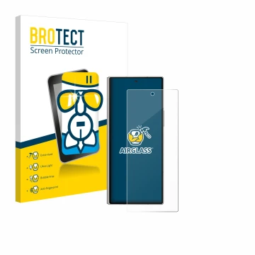 Parte frontale di una confezione del prodotto con il logo del marchio BROTECT. Accanto è raffigurato il dispositivo Samsung Ga