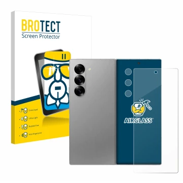 Parte frontale di una confezione del prodotto con il logo del marchio BROTECT. Accanto è raffigurato il dispositivo Samsung Ga