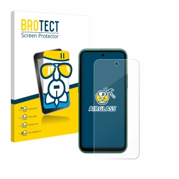 Parte frontale di una confezione del prodotto con il logo del marchio BROTECT. Accanto è raffigurato il dispositivo Nokia XR21