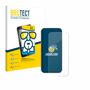 Parte frontale di una confezione del prodotto con il logo del marchio BROTECT. Accanto è raffigurato il dispositivo Google Pix