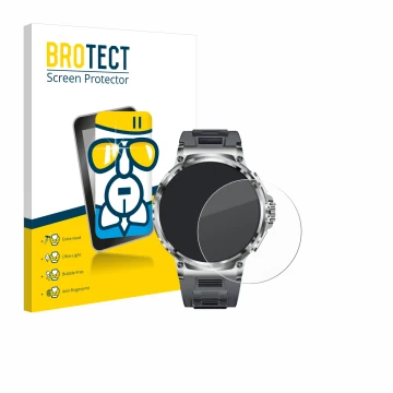 Parte frontale di una confezione del prodotto con il logo del marchio BROTECT. Accanto è raffigurato il dispositivo Smartwatch
