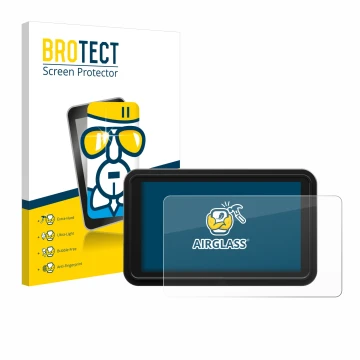 Parte frontale di una confezione del prodotto con il logo del marchio BROTECT. Accanto è raffigurato il dispositivo Atomos Shi