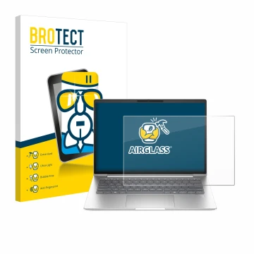 Parte frontale di una confezione del prodotto con il logo del marchio BROTECT. Accanto è raffigurato il dispositivo HP ProBook