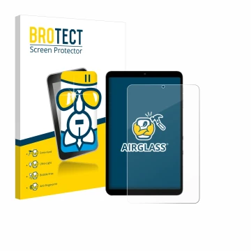 Parte frontale di una confezione del prodotto con il logo del marchio BROTECT. Accanto è raffigurato il dispositivo Alldocube 