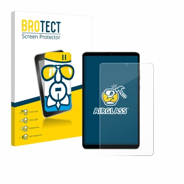 Parte frontale di una confezione del prodotto con il logo del marchio BROTECT. Accanto è raffigurato il dispositivo Xiaomi Red