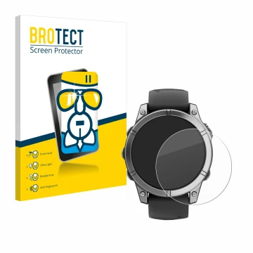 Parte frontale di una confezione del prodotto con il logo del marchio BROTECT. Accanto è raffigurato il dispositivo Garmin Fen