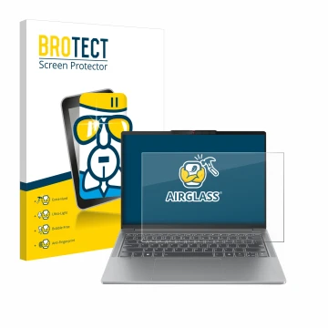 Parte frontale di una confezione del prodotto con il logo del marchio BROTECT. Accanto è raffigurato il dispositivo Lenovo Ide
