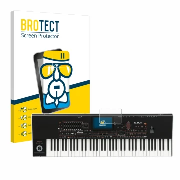Parte frontale di una confezione del prodotto con il logo del marchio BROTECT. Accanto è raffigurato il dispositivo KORG Pa4x 