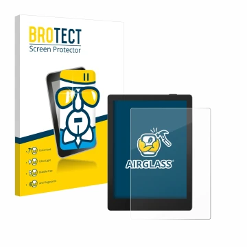 Parte frontale di una confezione del prodotto con il logo del marchio BROTECT. Accanto è raffigurato il dispositivo Boox Go 6 