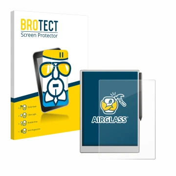 Parte frontale di una confezione del prodotto con il logo del marchio BROTECT. Accanto è raffigurato il dispositivo reMarkable