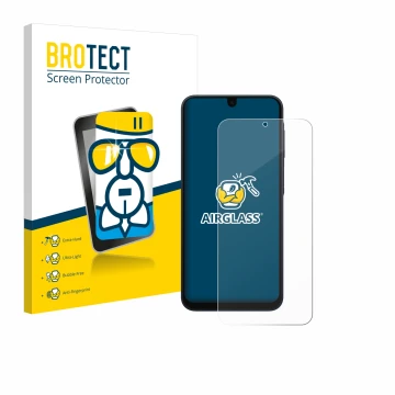 Parte frontale di una confezione del prodotto con il logo del marchio BROTECT. Accanto è raffigurato il dispositivo Samsung Ga