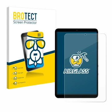 Parte frontale di una confezione del prodotto con il logo del marchio BROTECT. Accanto è raffigurato il dispositivo Alldocube 