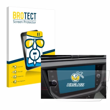 Parte frontale di una confezione del prodotto con il logo del marchio BROTECT. Accanto è raffigurato il dispositivo Seat Arona