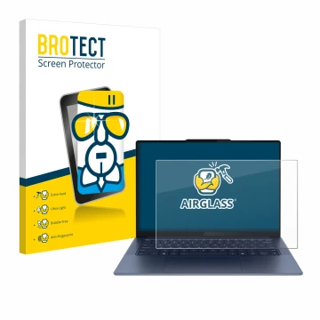 Parte frontale di una confezione del prodotto con il logo del marchio BROTECT. Accanto è raffigurato il dispositivo Lenovo Yog