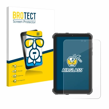 Parte frontale di una confezione del prodotto con il logo del marchio BROTECT. Accanto è raffigurato il dispositivo Oukitel RT