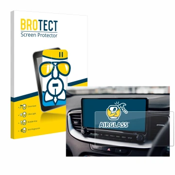 Parte frontale di una confezione del prodotto con il logo del marchio BROTECT. Accanto è raffigurato il dispositivo Kia XCeed 