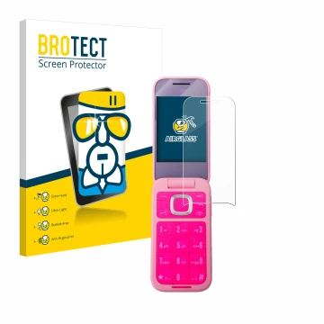 Parte frontale di una confezione del prodotto con il logo del marchio BROTECT. Accanto è raffigurato il dispositivo HMD Barbie