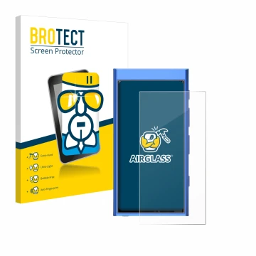 Parte frontale di una confezione del prodotto con il logo del marchio BROTECT. Accanto è raffigurato il dispositivo Hiby Digit