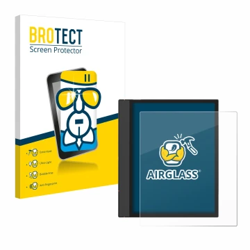 Parte frontale di una confezione del prodotto con il logo del marchio BROTECT. Accanto è raffigurato il dispositivo Boox Note 