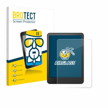 Parte frontale di una confezione del prodotto con il logo del marchio BROTECT. Accanto è raffigurato il dispositivo Amazon Kin