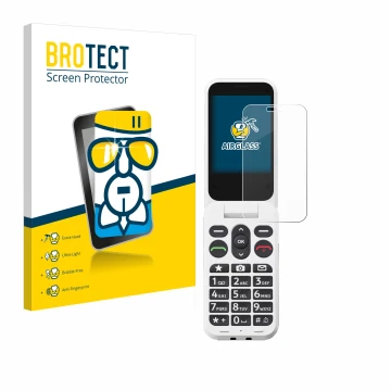 Parte frontale di una confezione del prodotto con il logo del marchio BROTECT. Accanto è raffigurato il dispositivo Doro Leva 