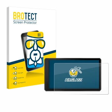 Parte frontale di una confezione del prodotto con il logo del marchio BROTECT. Accanto è raffigurato il dispositivo Garmin Tre